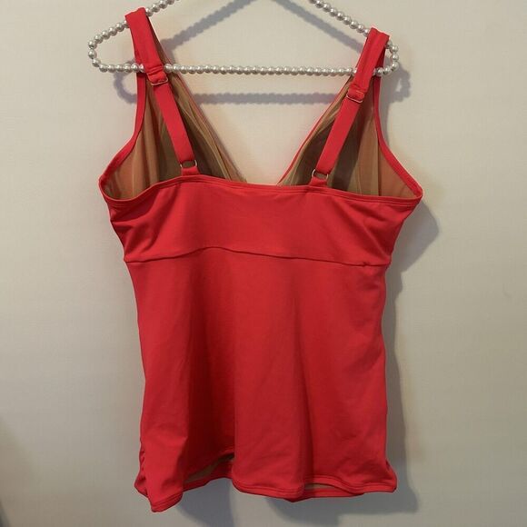 AquaShape Tankini Swimsuit Womens XL Red Draped Top High Waist Bottom Set - Picture 4 of 15